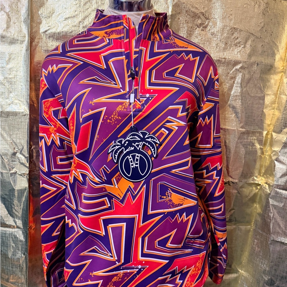 Vibrant Purple and Red Geometric Women's Top